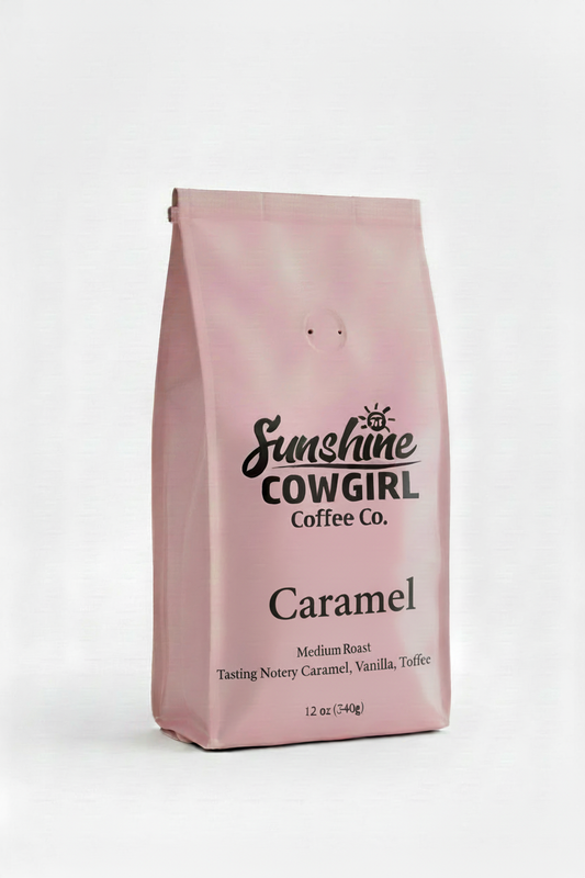 Caramel pink coffee bag