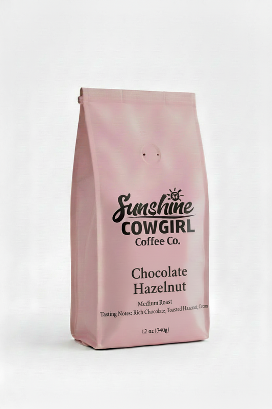 Chocolate Hazelnut pink coffee bag