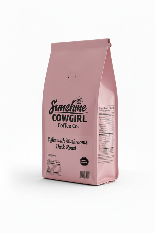 Coffee with Mushrooms Dark Roast Pink Bag