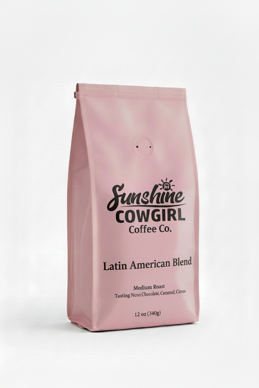 Latin American Blend pink coffee bag