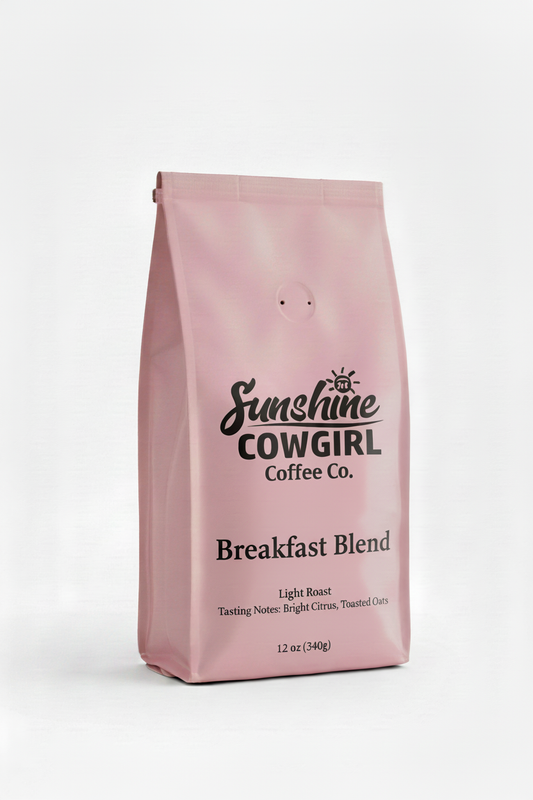 Breakfast Blend pink coffee bag