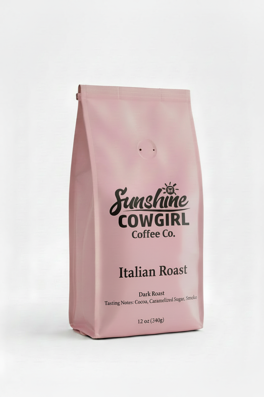 Italian Roast pink coffee bag