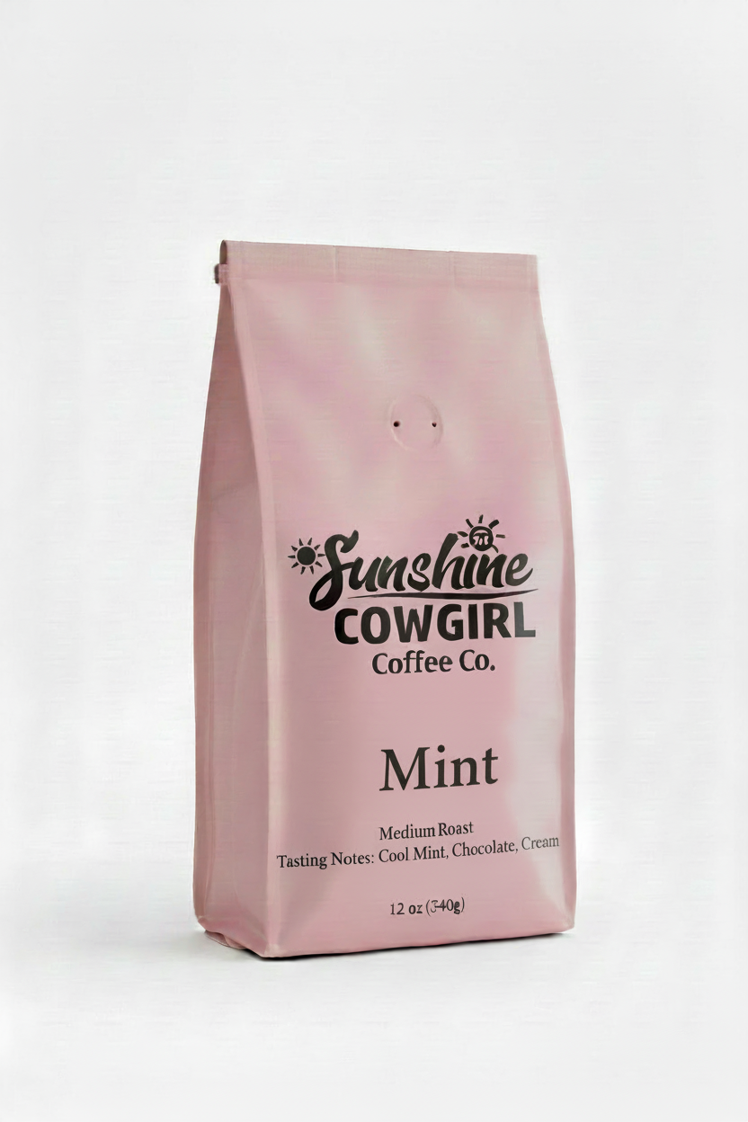 Mint pink coffee bag
