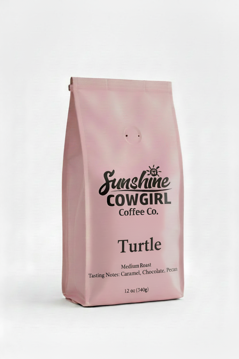 Turtle pink coffee bag
