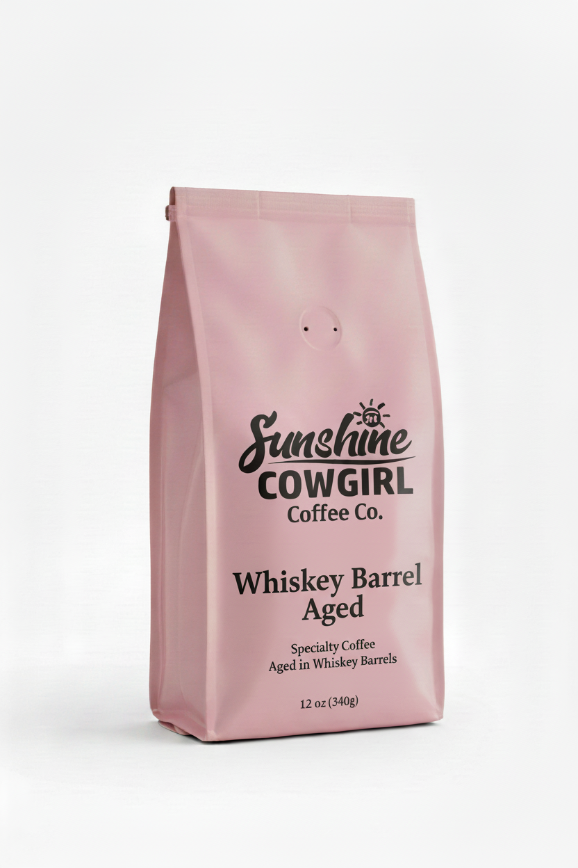 Whiskey Barrel Aged Pink Coffee Bag